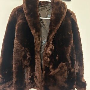 Luxurious Brown Faux Fur Coat